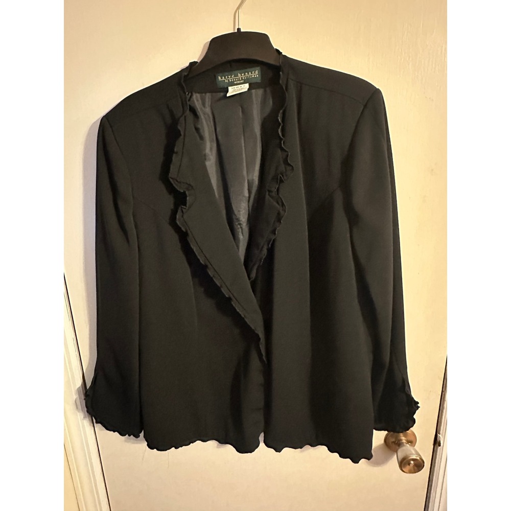 Harve Benard by Benard‎ Holtzman Blazer Women's Black Ruffle Blazer Vintage 18W